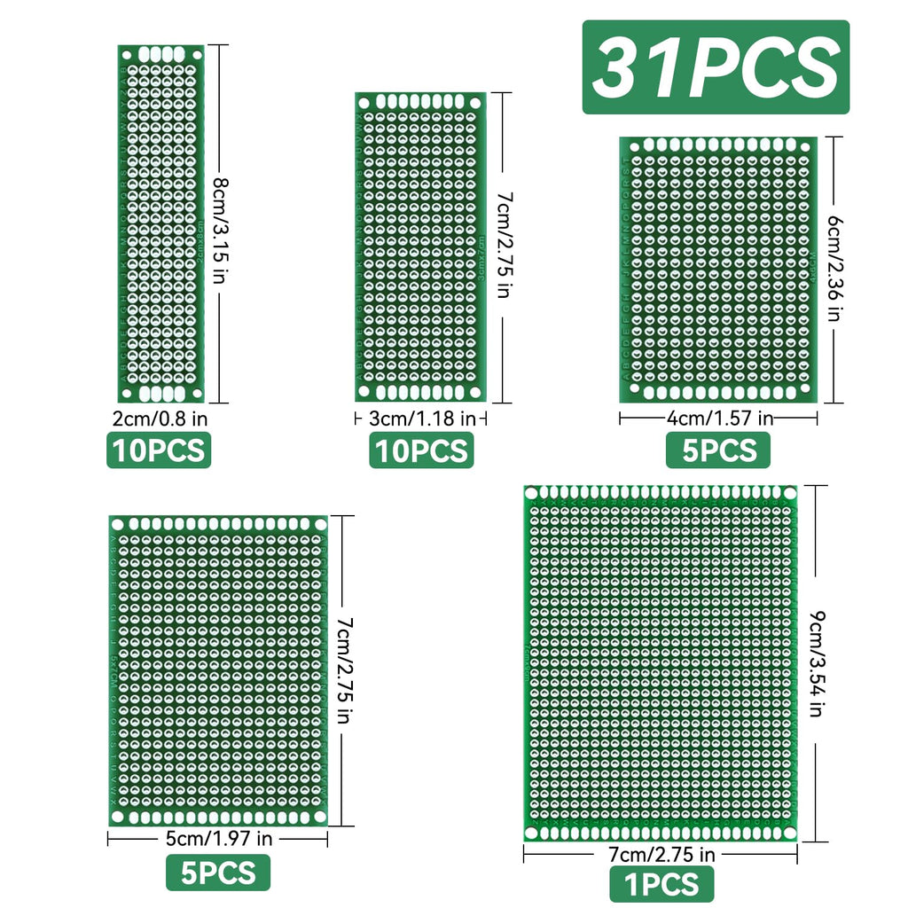 104Pcs Double Sided PCB Board Kit, Prototype Boards for DIY Soldering and Electronic Project Circuit Boards Compatible with Arduino Kits, 30PCS 40 Pin 2.54Mm Male and Female Header Connector