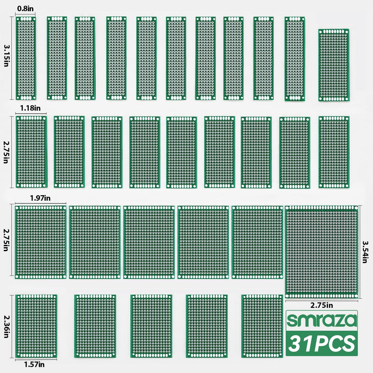 104Pcs Double Sided PCB Board Kit, Prototype Boards for DIY Soldering and Electronic Project Circuit Boards Compatible with Arduino Kits, 30PCS 40 Pin 2.54Mm Male and Female Header Connector